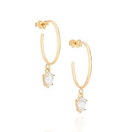 ARGOLA FOLHEADO A OURO COM ZIRCÔNIAS. MED 3,8CM ROMMANEL 526072