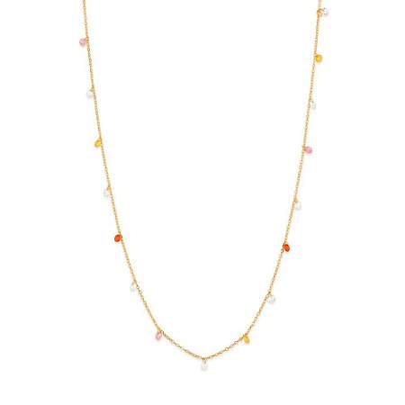 GARGANTILHA FOLHEADO A OURO CRISTAIS COLORIDOS. MED 50CM ROMMANEL 532109