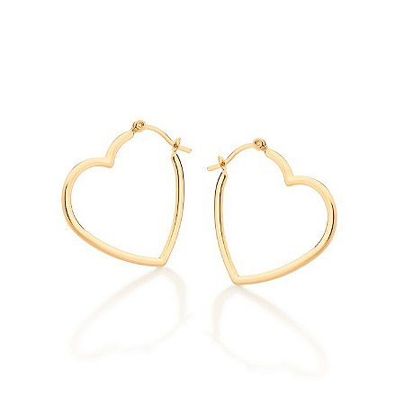 ARGOLA FOLHEADO A OURO CORAÇÃO VAZADO. MED 3,4CM ROMMANEL 523182