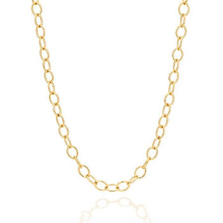 GARGANTILHA FOLHEADA A OURO ELO CADEADO GRANDE. MED 45CM ROMMANEL 532127