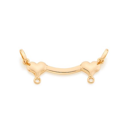 PINGENTE CANGA FOLHEADO A OURO COM DOIS CORAÇÕES. MED 1CM ROMMANEL 541321