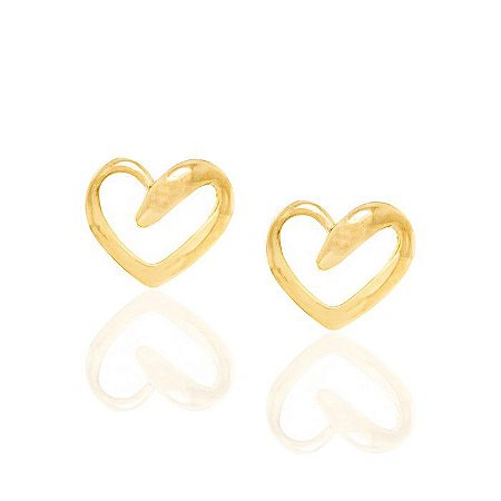 BRINCO FOLHEADO A OURO CORAÇÃO VAZADO. MED 1,1CM ROMMANEL 520968