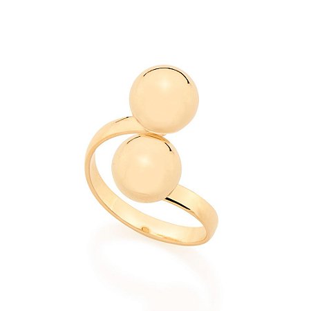 ANEL FOLHEADO A OURO FORMATO ESPIRAL COM BOLAS ROMAMNEL 512381