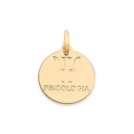 PINGENTE MEDALHA FOLHEADOA A OURO PROFISSÃO PSICOLOGIA. MED 2,0CM ROMMANEL 542274