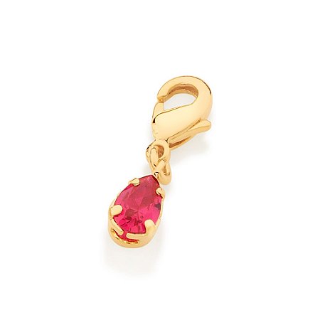 BERLOQUE GOTA FOLHEADO A OURO COM ZIRCÔNIA ROSA. MED 1,7CM ROMMANEL 542361