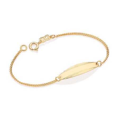 PULSEIRA INFANTIL FOLHEADO A OURO COM PLAQUINHA DIAMANTADA. MED 15CM ROMMANEL 550306
