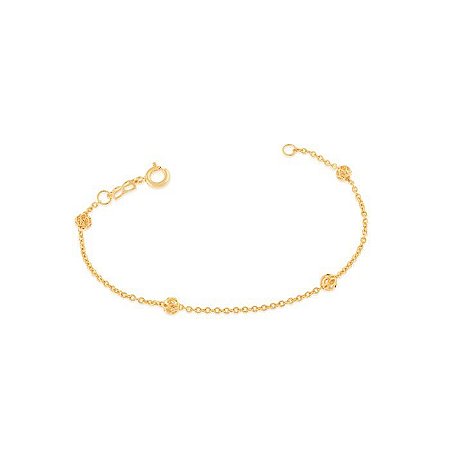 PULSEIRA INFANTIL FOLHEADO A OURO COM GLOBOS VAZADOS. MED 14CM ROMMANEL 550854