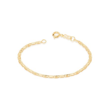 PULSEIRA INFANTIL FOLHEADO A OURO ELOS ACHATADOS. MED 14CM ROMMANEL 550804