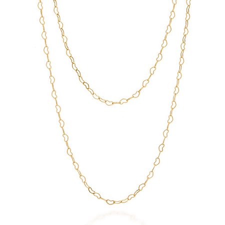 GARGANTILHA DUPLA FOLHEADO A OURO ARO CORAÇÕES. MED 45CM ROMMANEL 531131