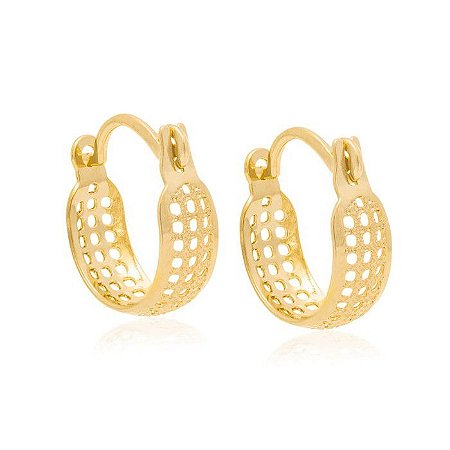 ARGOLA FOLHEADO A OURO COM QUADRADOS VAZADOS. MED 1,4CM ROMMANEL 523179