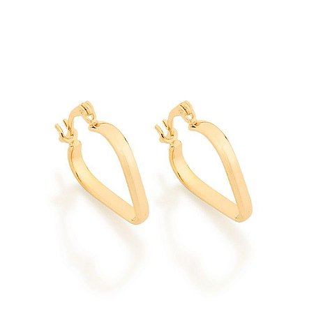 ARGOLA FOLHEADO A OURO FORMATO CORAÇÃO. MED 1,9CM ROMMANEL 520884