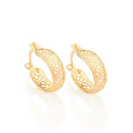 ARGOLA FOLHEADO A OURO COM CIRCULOS VAZADOS. MED 1,4CM ROMMANEL 523180