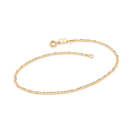 TORNOZELEIRA FOLHEADO A OURO PINO DIAMANTADO. MED 23/25CM ROMMANEL 550745