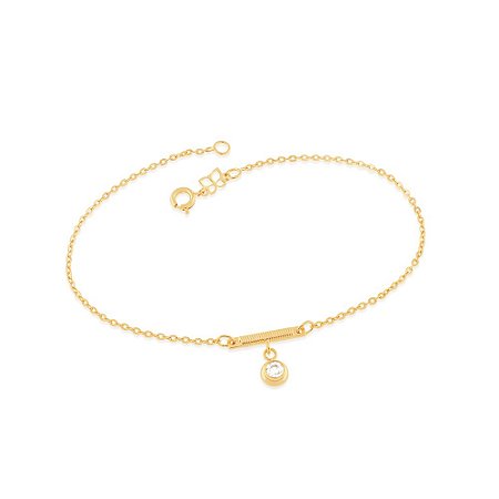 TORNOZELEIRA FOLHEADO A OURO COM CRISTAL. MED 23/25CM ROMMANEL 550355