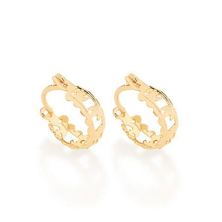 ARGOLA INFANTIL FOLHEADO A OURO COM BORDAS TRABALHADAS. MED 1,1CM ROMMANEL 523350