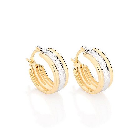 ARGOLA LARGA FOLHEADO A OURO COM APLICAÇÃO DE RHODIUM. MED 1,9CM ROMMANEL 523830