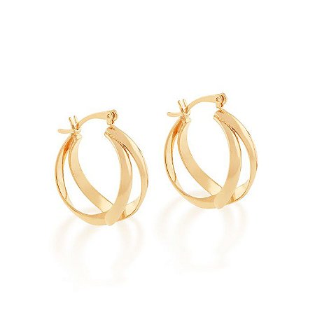 ARGOLA DUPLA FOLHEADO A OURO COM DETALHES VAZADOS. MED 2,4CM ROMMANEL 520981