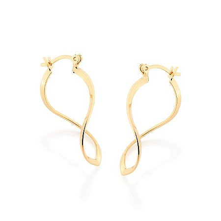 ARGOLA FOLHEADO A OURO FORMATO NAVETE ONDULADA. MED 3,4CM ROMMANEL 523849