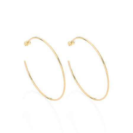 ARGOLA GRANDE ARO FINO FOLHEADO A OURO. MED 6CM ROMMANEL 522257
