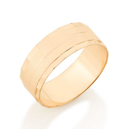 ALIANÇA FOLHEADO A OURO COM CENTRO TRABALHADO 6MM ROMMANEL 511139