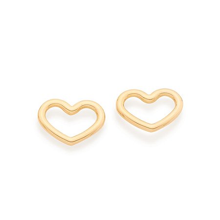 BRINCO FOLHEADO A OURO CORAÇÃO VAZADO. MED 0,70CM ROMMANEL 526499