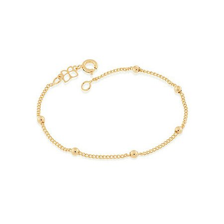 PULSEIRA FOLHEADO A OURO COM BOLAS DE 2MM. MED 18/19CM ROMMANEL 550195