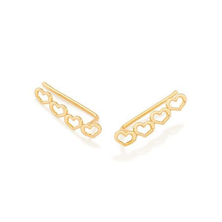 EAR CUFF FOLHEADO A OURO CORAÇÕES. MED 1,90CM ROMMANEL 526493