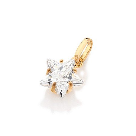PINGENTE SOLITÁRIO FOLHEADO A OURO ESTRELA COM ZIRCÔNIA. MED 0,8MM ROMMANEL 541587