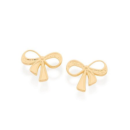 BRINCO FOLHEADO A OURO FORMATO LAÇO VAZADO. MED 1,7CM ROMMANEL 524088