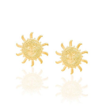 BRINCO FOLHEADO A OURO FORMATO SOL. MED 1,5CM ROMMANEL 522114