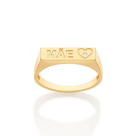 ANEL RETANGULAR AMOR DE MÃE FOLHEADO A OURO ROMMANEL 512987