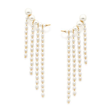EAR CUFF FOLHEADO A OURO COM PÉROLAS. MED 8CM ROMMANEL 526659