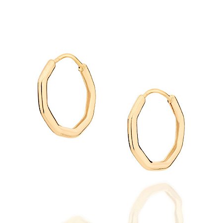 ARGOLA FOLHEADO A OURO EM FORMATO GEOMÉTRICO OCTÁGONO. MED 1,6CM ROMMANEL 526658