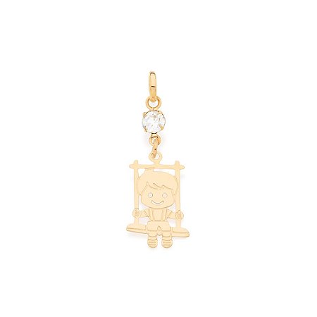 PINGENTE FOLHEADO A OURO MENINO NO BALANÇO. MED 3,3CM ROMMANEL 541926
