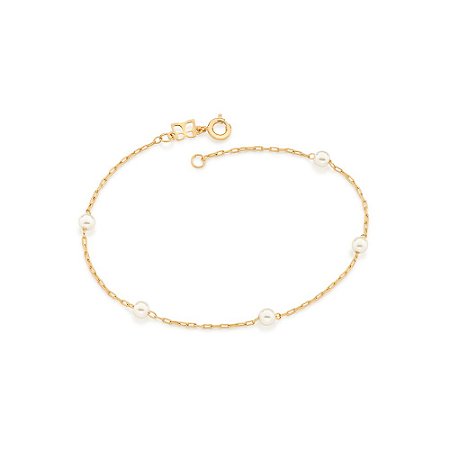 PULSEIRA FOLHEADO A OURO COM PÉROLAS. MED 20CM ROMMANEL 550687