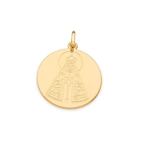 PINGENTE MEDALHA FOLHEADO A OURO NOSSA SENHORA APARECIDA. MED 2,7CM ROMMANEL 542322