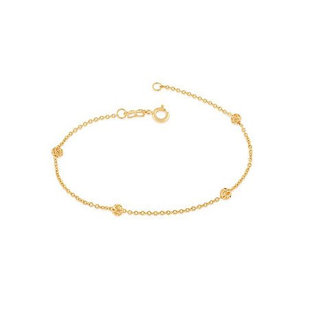 PULSEIRA FOLHEADO A OURO GLOBOS VAZADO. MED 18/19 CM ROMMANEL 550488