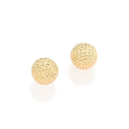 BRINCO FOLHEADO A OURO BOLA COM DETALHES TRABALHADOS. MED 5MM ROMMANEL 525365