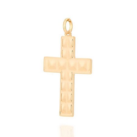 PINGENTE MASCULINO FOLHEADO A OURO CRUZ ESTILIZADA. MED 4,5CM ROMMANEL 542210