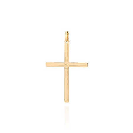 PINGENTE MASCULINO FOLHEADO A OURO FORMATO CRUZ. MED 4,70CM ROMMANEL 542117
