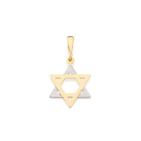 PINGENTE MASCULINO FOLHEADO A OURO ESTRELA DE DAVI COM APLIQUE DE RHODIUM. MED 2,2CM ROMMANEL 540136