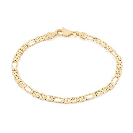 PULSEIRA MASCULINA FOLHEADO A OURO ELOS BATIDOS. MED 19/20/21CM ROMMANEL 551622