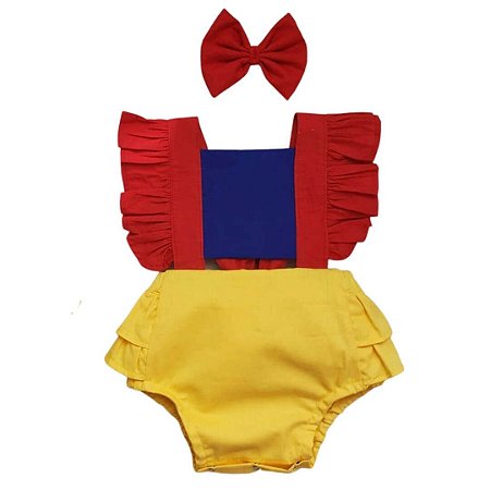 Romper Infantil Branca de Neve Vermelha