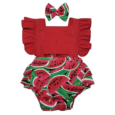 Romper Infantil Melancia Vermelho