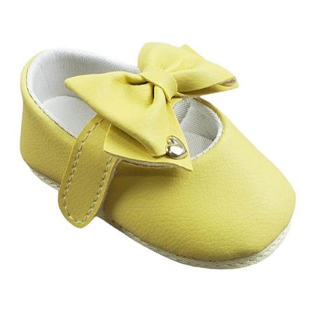 Sapatinho Princesa com Lacinho de Coração - Amarelo