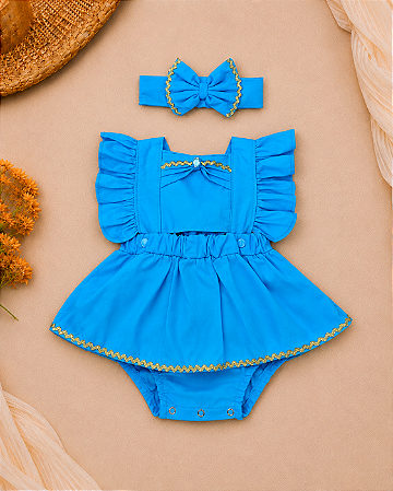 Romper Jasmine com Pedrinha e Saia para Bebê Menina