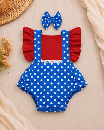 Romper Bebê Galinha Pintadinha com Laço