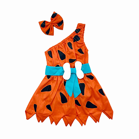 Romper Pedrita Fantasia Vestido com Cinto de Ossinho