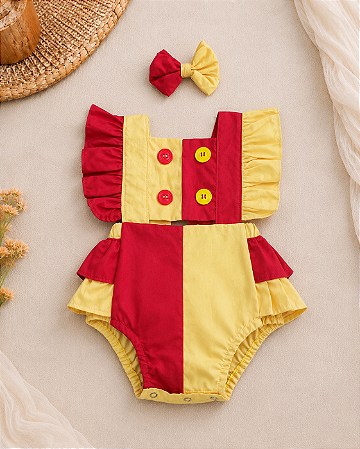 Romper Infantil Emília Sítio do Picapau Amarelo com Laço