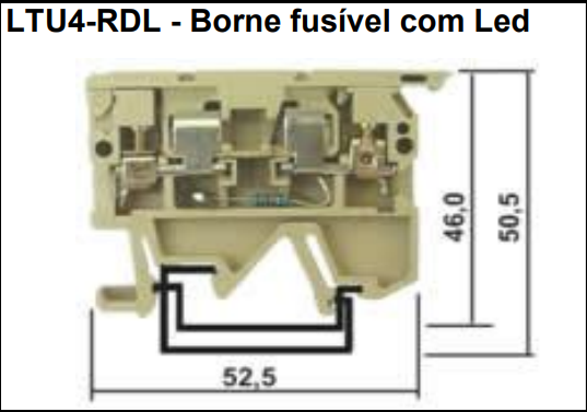 LTU4 RDLBG - Conector Parafuso de Fusível Bege com LED 24VCC